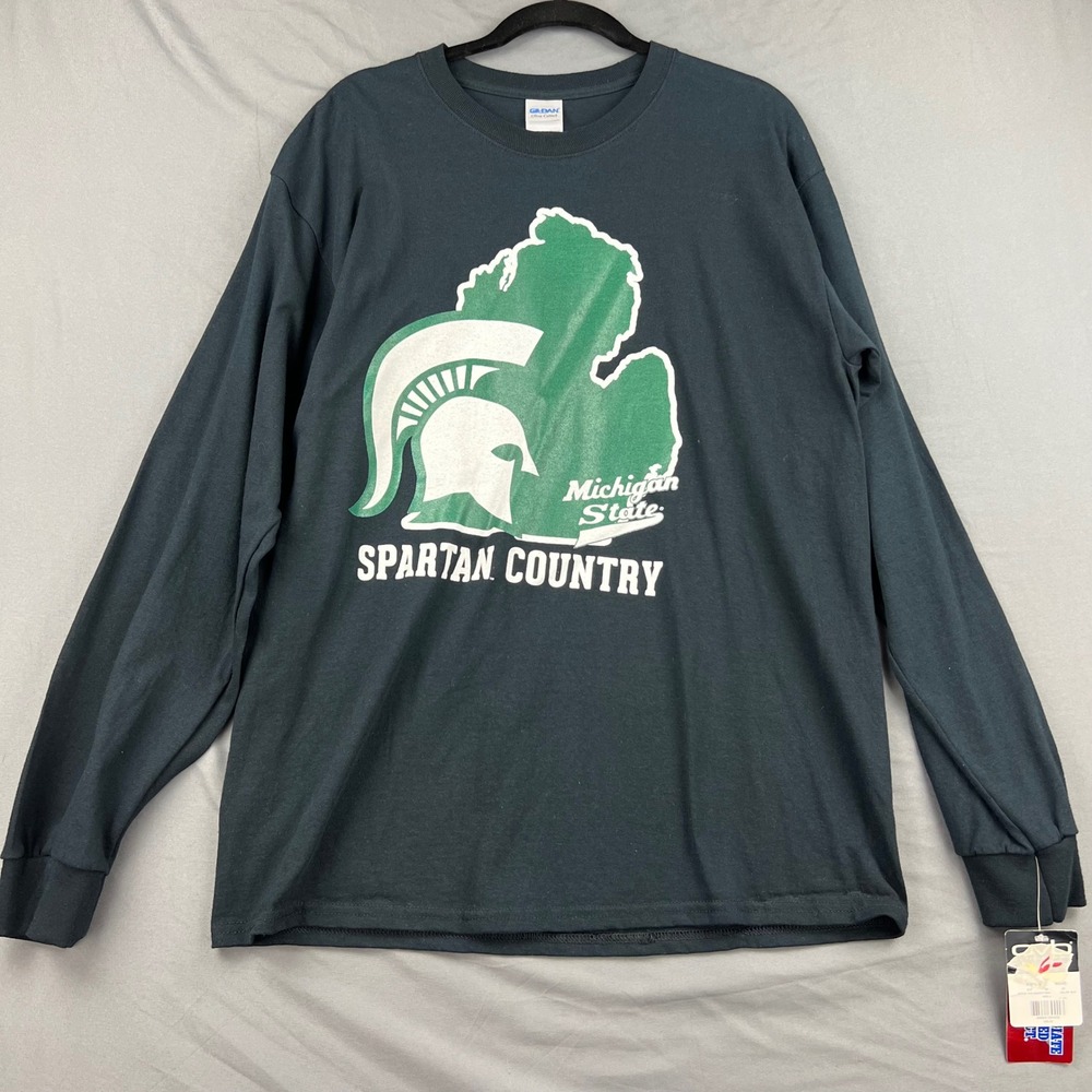 Michigan State Spartans Gildan T-Shirt Mens L Spartan Country Green New W Tags